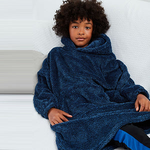Navy Soft Touch Fleece Hooded Blanket (3-13yrs)