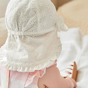 White Broderie Legionnaire Baby Hat (0mths-18mths)
