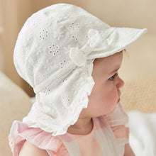 Load image into Gallery viewer, White Broderie Legionnaire Baby Hat (0mths-18mths)
