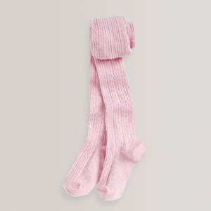 Light Pink Cotton Rich Cable Tights (0mth-12yrs)