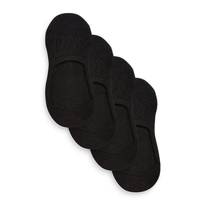 Black Cushion Sole Invisible Trainer Socks 4 Pack