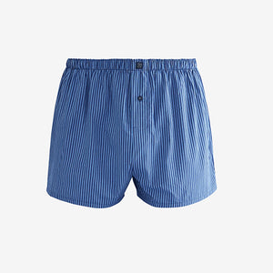 Blue 4 Pack Pattern Woven Pure Cotton Boxers