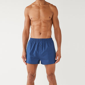 Blue 4 Pack Pattern Woven Pure Cotton Boxers