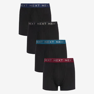 Black Signature Textured Waistband Modal 4 Pack A-Front Boxers