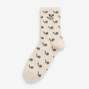 Woodland Animals Patterned Ankle Socks 5 Pack