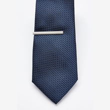 Load image into Gallery viewer, Navy Blue Recycled Polyester Textured Tie with Tie Clip
