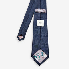 Load image into Gallery viewer, Navy Blue Recycled Polyester Textured Tie with Tie Clip
