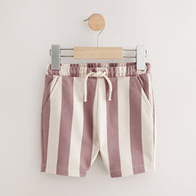 Load image into Gallery viewer, Burgandy Stripe/Charcoal Grey/Cement Jersey 100% Cotton Shorts 3 Pack (3mths-6yrs)
