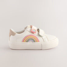 Load image into Gallery viewer, White Standard Fit (F) Touch Fasten Trainers
