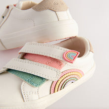 Load image into Gallery viewer, White Standard Fit (F) Touch Fasten Trainers
