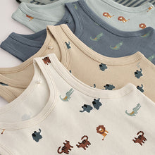 Load image into Gallery viewer, Mini Safari Print Cotton Vests 5 Pack (1.5-8yrs)
