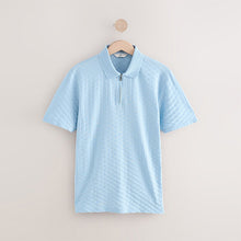 Load image into Gallery viewer, Light Blue Slim Fit Smart Quarter Zip Polo Shirt
