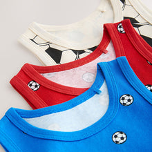 Load image into Gallery viewer, Red/Blue Football 100% Cotton Vests 3 Pack (1.5-10yrs)

