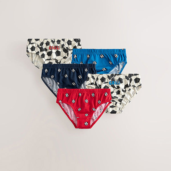 Red/Blue Football 100% Cotton Printed Briefs 5 Pack