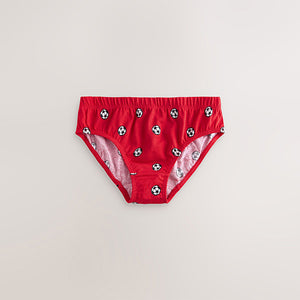 Red/Blue Football 100% Cotton Printed Briefs 5 Pack