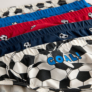 Red/Blue Football 100% Cotton Printed Briefs 5 Pack