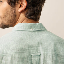 Load image into Gallery viewer, Green Standard Collar Cotton Linen Blend Short Sleeve Shirt
