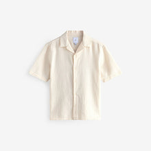 Load image into Gallery viewer, Ecru Short Sleeve Textured Waffle 100% Cotton Shirt

