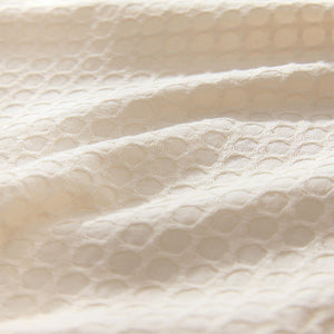 Ecru Short Sleeve Textured Waffle 100% Cotton Shirt