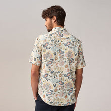 Load image into Gallery viewer, White Short Sleeve Textured Floral Printed 100% Cotton Shirt
