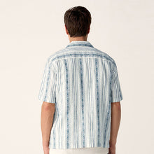 Load image into Gallery viewer, Blue/ White Short Sleeve Textured Stripe Shirt
