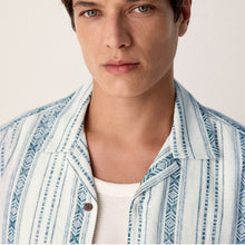 Load image into Gallery viewer, Blue/ White Short Sleeve Textured Stripe Shirt
