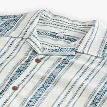 Load image into Gallery viewer, Blue/ White Short Sleeve Textured Stripe Shirt
