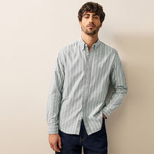 Load image into Gallery viewer, Green 100% Cotton Stripe Long Sleeve Oxford Shirt
