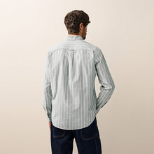 Load image into Gallery viewer, Green 100% Cotton Stripe Long Sleeve Oxford Shirt
