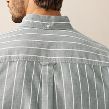 Load image into Gallery viewer, Green 100% Cotton Stripe Long Sleeve Oxford Shirt
