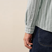 Load image into Gallery viewer, Green 100% Cotton Stripe Long Sleeve Oxford Shirt
