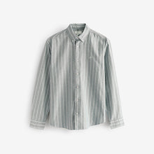 Load image into Gallery viewer, Green 100% Cotton Stripe Long Sleeve Oxford Shirt
