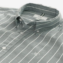 Load image into Gallery viewer, Green 100% Cotton Stripe Long Sleeve Oxford Shirt
