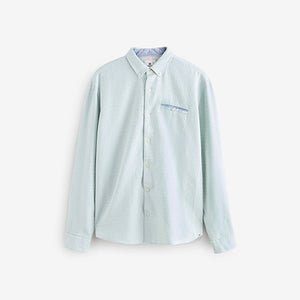 Green Textured Long Sleeve 100% Cotton Shirt