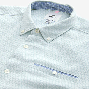Green Textured Long Sleeve 100% Cotton Shirt