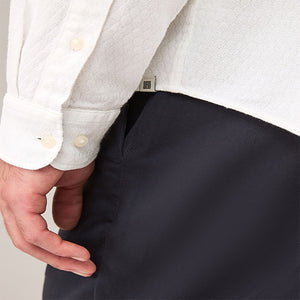 White Textured Long Sleeve 100% Cotton Shirt
