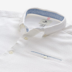 White Textured Long Sleeve 100% Cotton Shirt