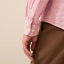 Load image into Gallery viewer, Pink Standard Collar Cotton Linen Blend Long Sleeve Shirt
