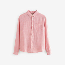 Load image into Gallery viewer, Pink Standard Collar Cotton Linen Blend Long Sleeve Shirt
