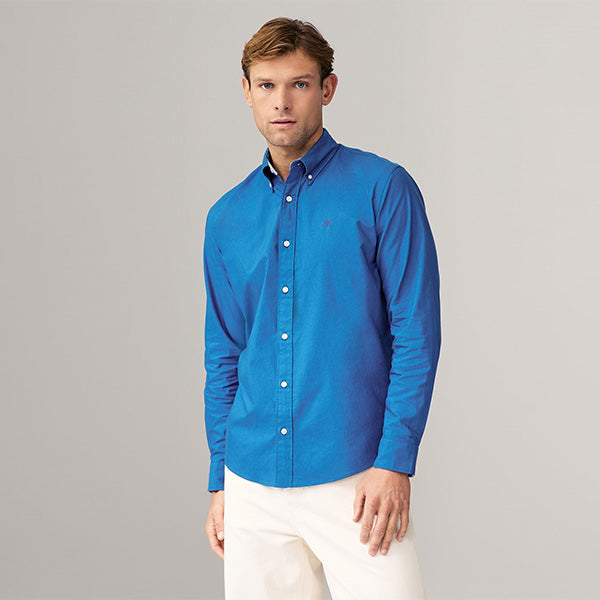 Cobalt Blue Regular Fit Long Sleeve Oxford Shirt