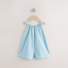 Load image into Gallery viewer, Denim 100% Cotton Flower Embroidered Playsuit (3mths-6yrs)

