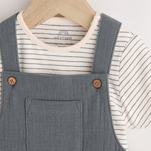 Load image into Gallery viewer, Charcoal Woven Dungaree and Bodysuit Set (0mths-18mth)
