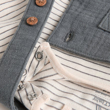 Load image into Gallery viewer, Charcoal Woven Dungaree and Bodysuit Set (0mths-18mth)

