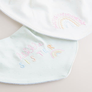 Sage Green Sister 2 Pack Family Baby Bibs