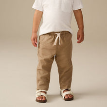 Load image into Gallery viewer, Tan Brown Regular Fit Linen Blend Pull on Trousers (3mths-6yrs)

