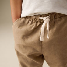 Load image into Gallery viewer, Tan Brown Regular Fit Linen Blend Pull on Trousers (3mths-6yrs)
