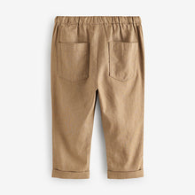 Load image into Gallery viewer, Tan Brown Regular Fit Linen Blend Pull on Trousers (3mths-6yrs)
