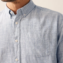 Load image into Gallery viewer, Navy Blue Textured Long Sleeve 100% Cotton Shirt
