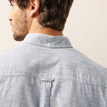 Load image into Gallery viewer, Navy Blue Textured Long Sleeve 100% Cotton Shirt
