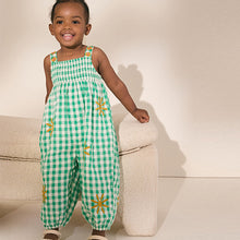 Load image into Gallery viewer, Green Gingham 100% Cotton Playsuit (3mths-6yrs)
